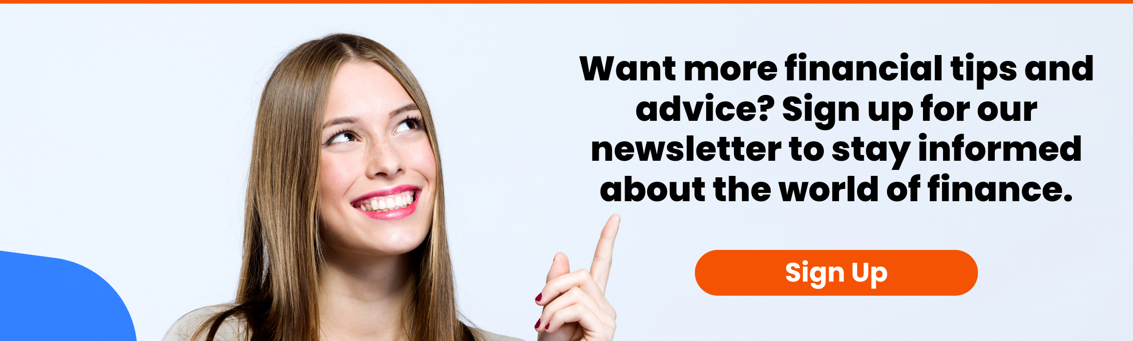 woman pointing to text about signing up for Credit Canada's newsletter