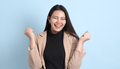 woman smiling and happy