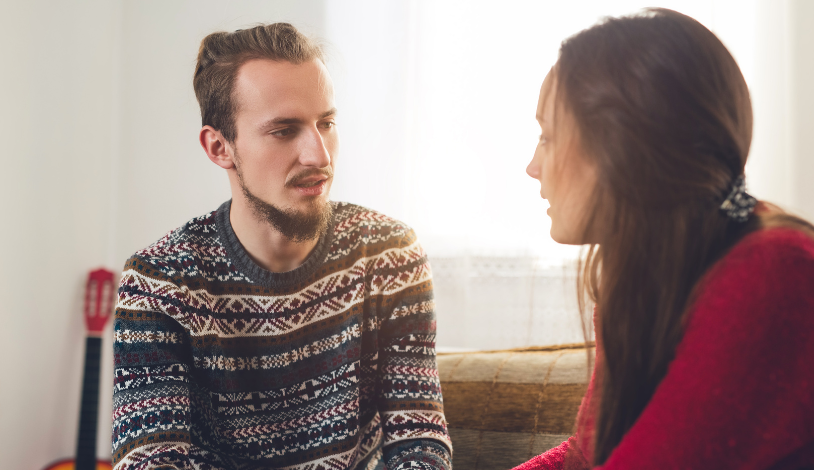 Man and woman talking